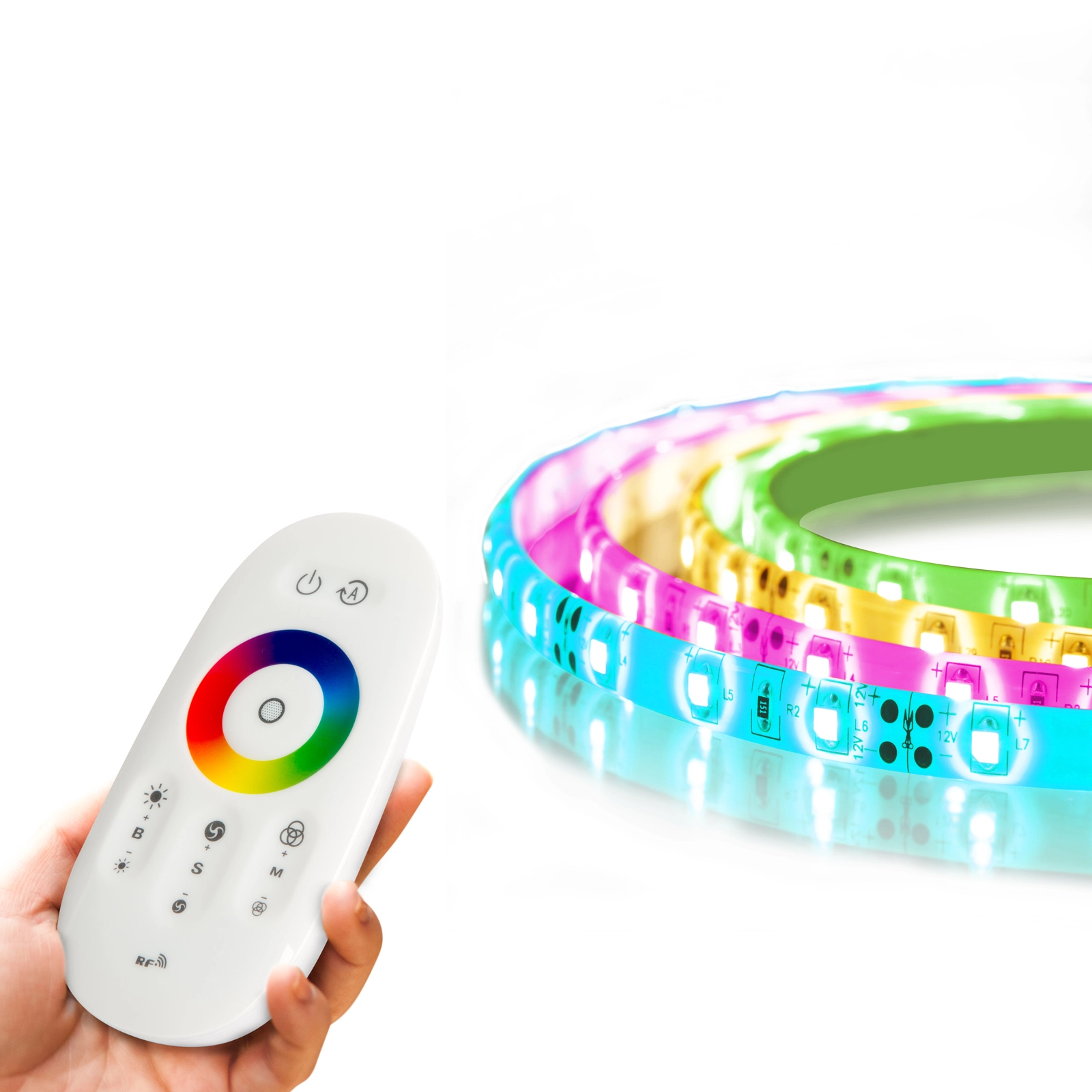 RGB LED szalag – „MagicControl” – 5 m – 100+ program, érintős távirányító – IP65