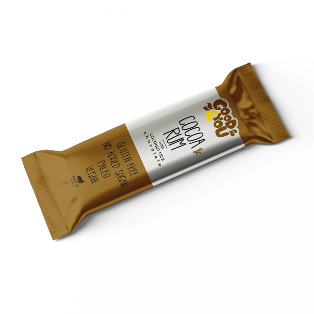 Health Market Good4You Rumos Kakaós szelet kókusztejes csokoládéval mártva, eritrittel és steviával