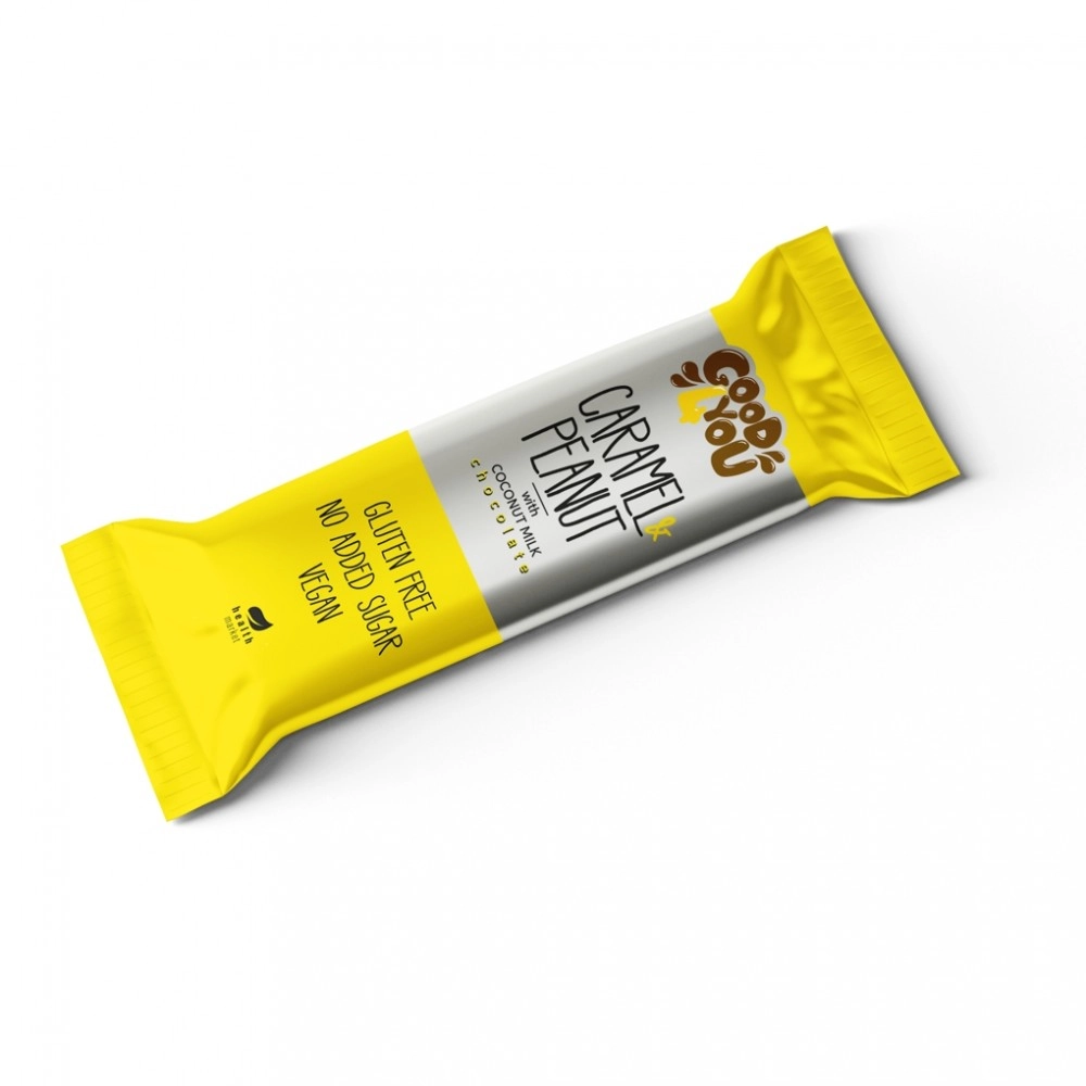 Health Market Good4You Karamellás Földimogyorós szelet kókusztejes csokoládéval mártva, eritrittel é