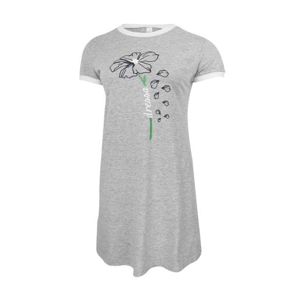 Dressa Flower virágmintás női pólóruha – melírszürke