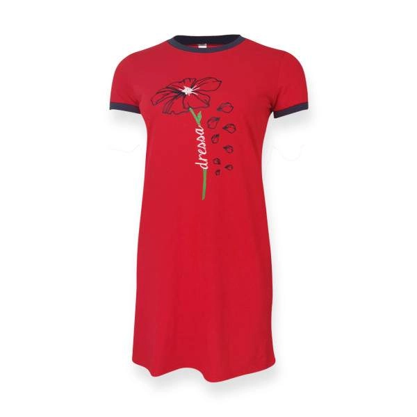 Dressa Flower virágmintás női pólóruha – piros