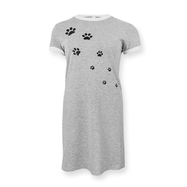 Dressa Paw tappancs mintás női pólóruha – melírszürke
