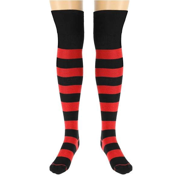 Dressa Socks csíkos pamut combzokni – fekete-piros