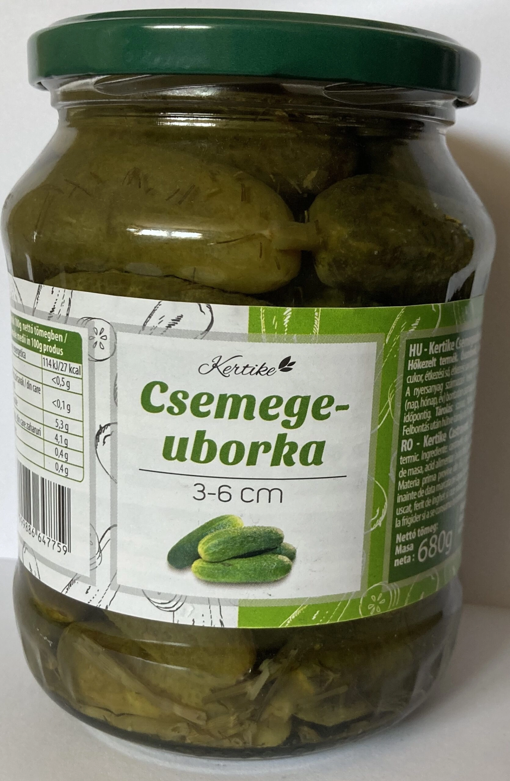 KERTIKE CSEMEGE UBORKA 3-6CM 680G/ 350G